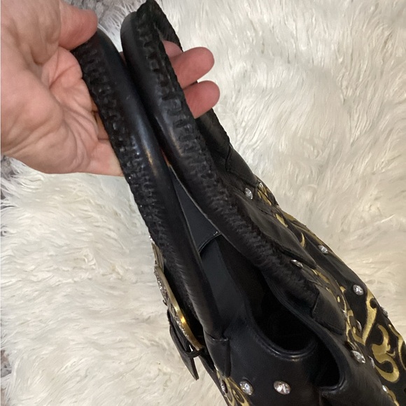 Carlos Falchi Black Embellished Leather Bag - Picture 8 of 16